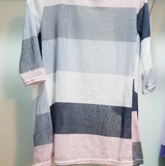 Grey white and pink light wieght cardigan - Picture 2 of 3